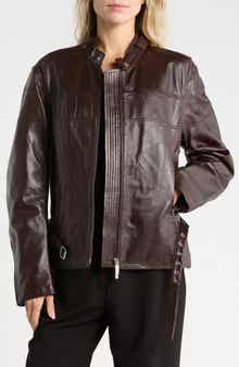Le Moto Leather Bomber Jacket