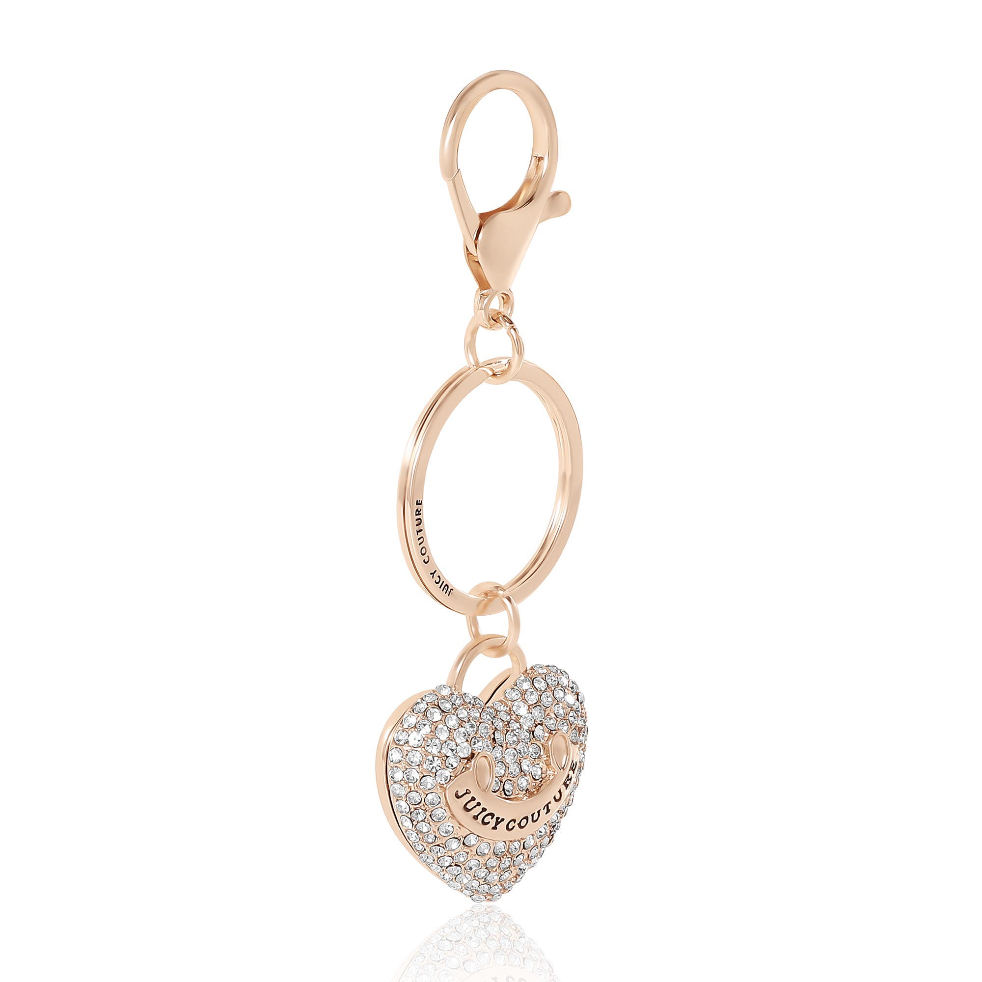 Juicy Couture Pave Heart Gold Keychain, Alternate, color, Gold, Silver