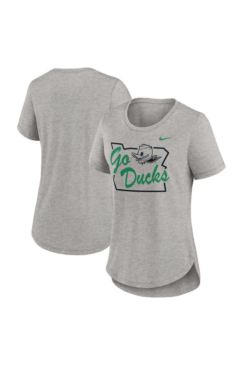 Women's Nike Heather Gray Oregon Ducks Local Campus Location Mantra Tri-Blend T-Shirt, Alternate, color, Heather Gray