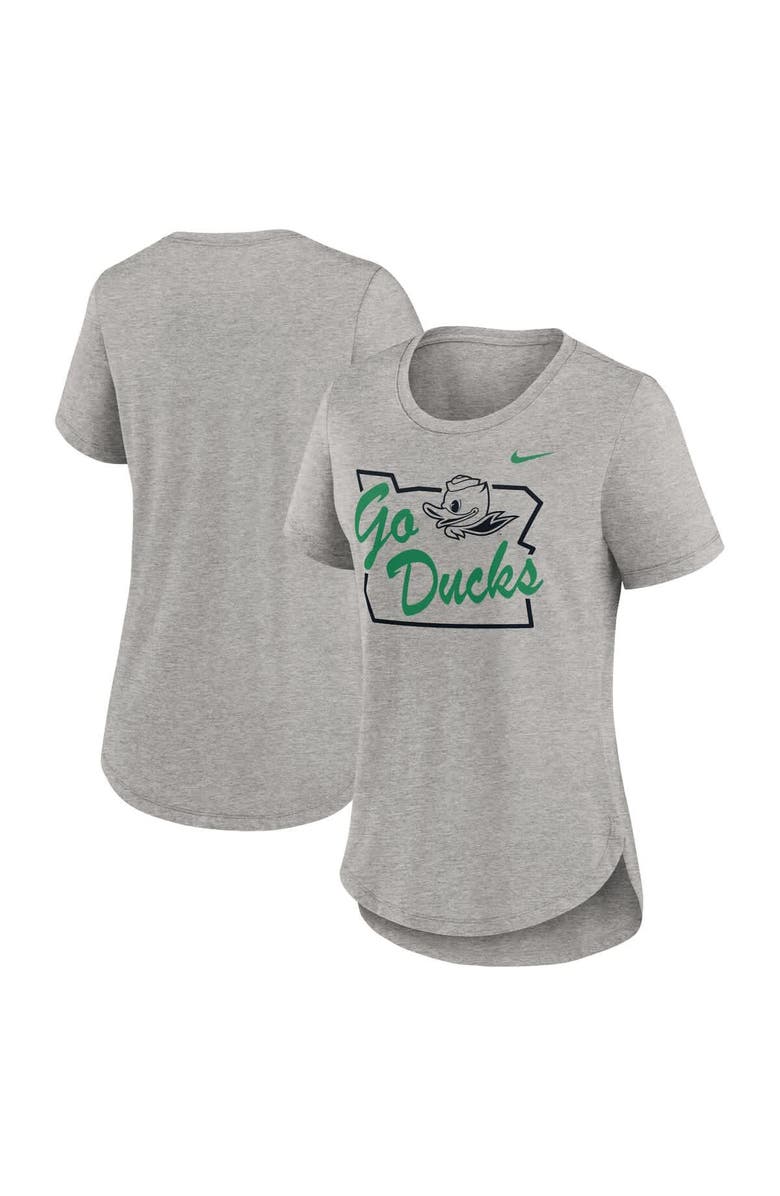 Nike Women's Nike Heather Gray Oregon Ducks Local Campus Location Mantra Tri-Blend T-Shirt, Alternate, color, Heather Gray