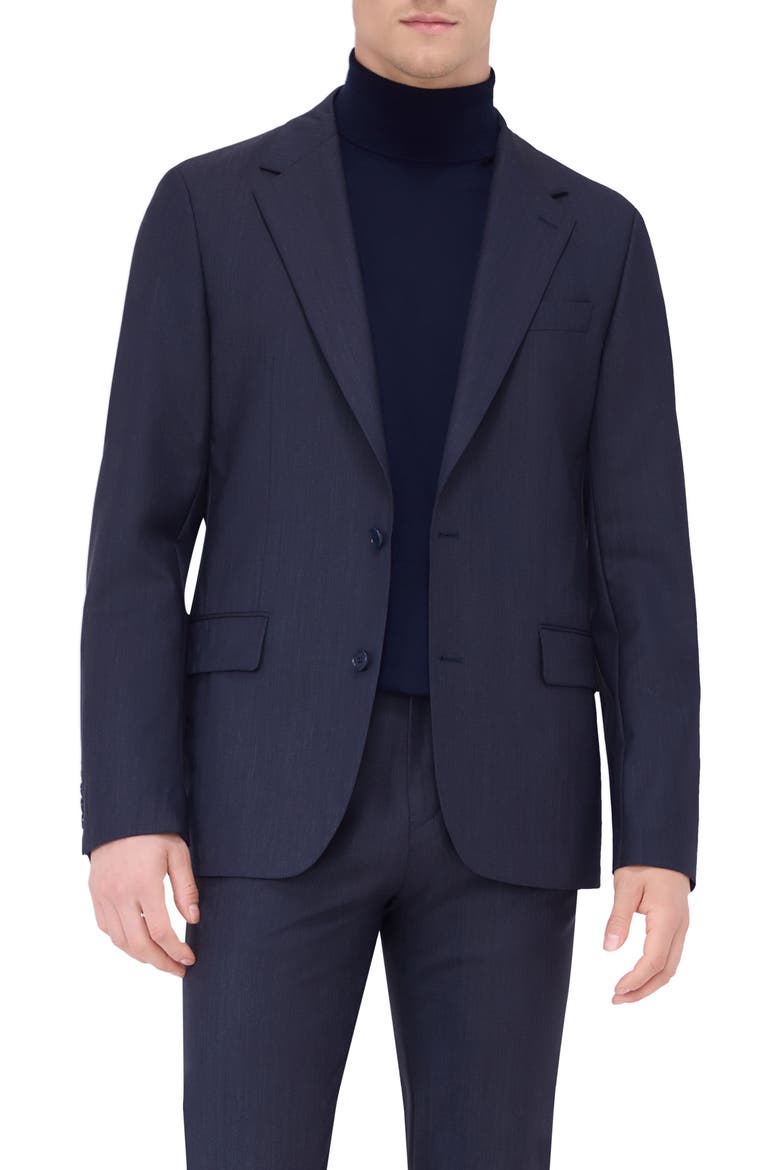 Solid Stretch Wool Travel Blazer, Main, color, NAVY