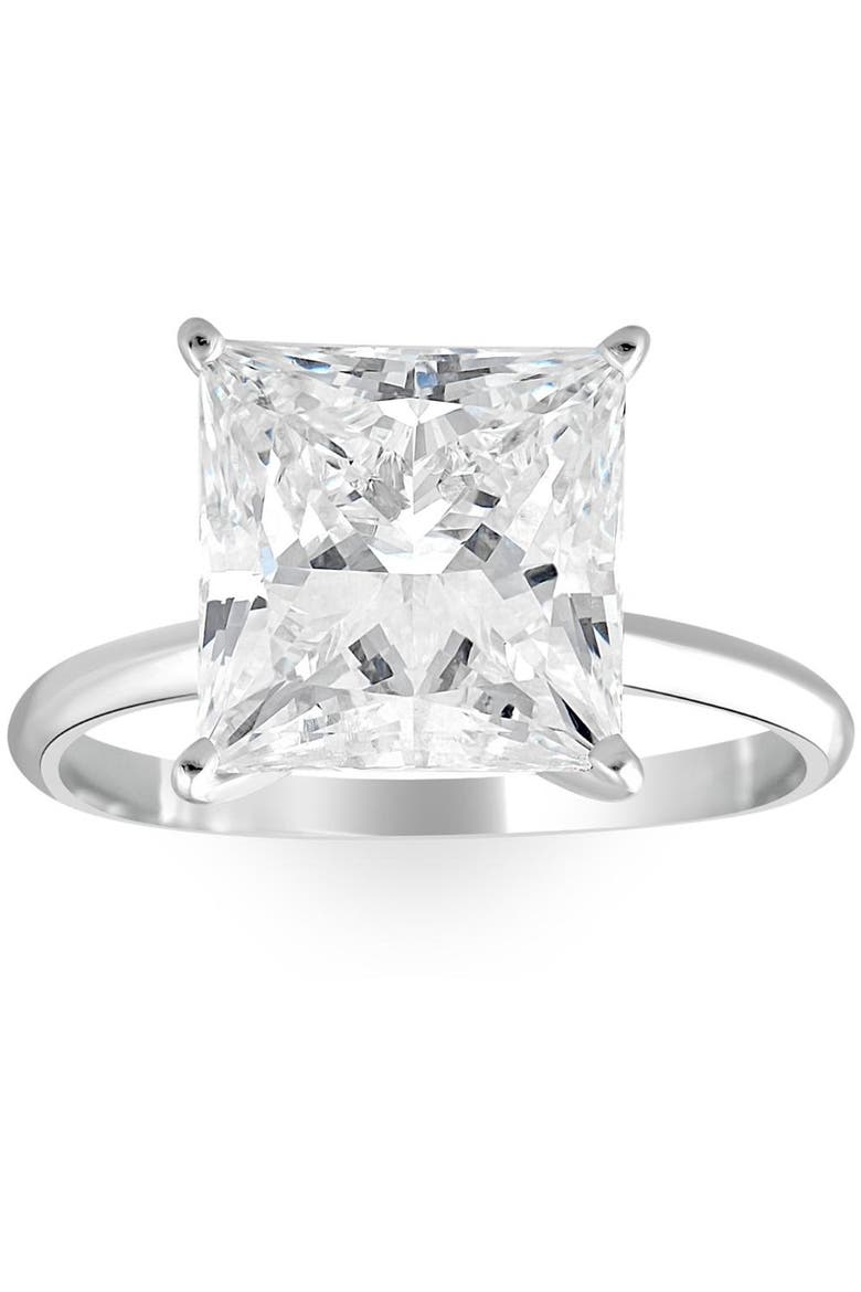 Certified 5Ct Princess Cut Diamond 14k Gold Engagement Ring Lab Grown, Main, color, 14k White Gold