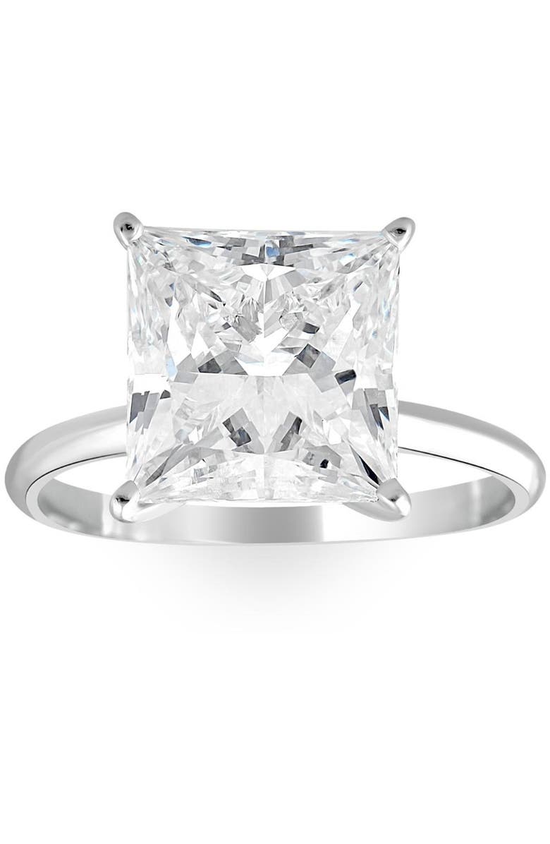 Bliss Diamond Certified 5Ct Princess Cut Diamond 14k Gold Engagement Ring Lab Grown, Main, color, 14K White Gold