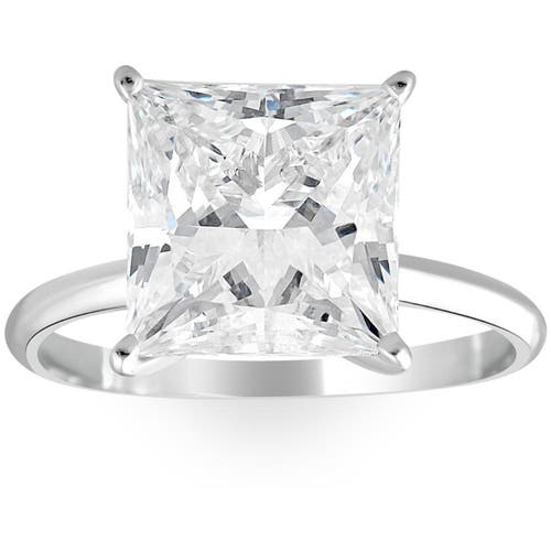 Bliss Diamond Certified 5ct Princess Cut Diamond 14k Gold Engagement Ring Lab Grown In Silver