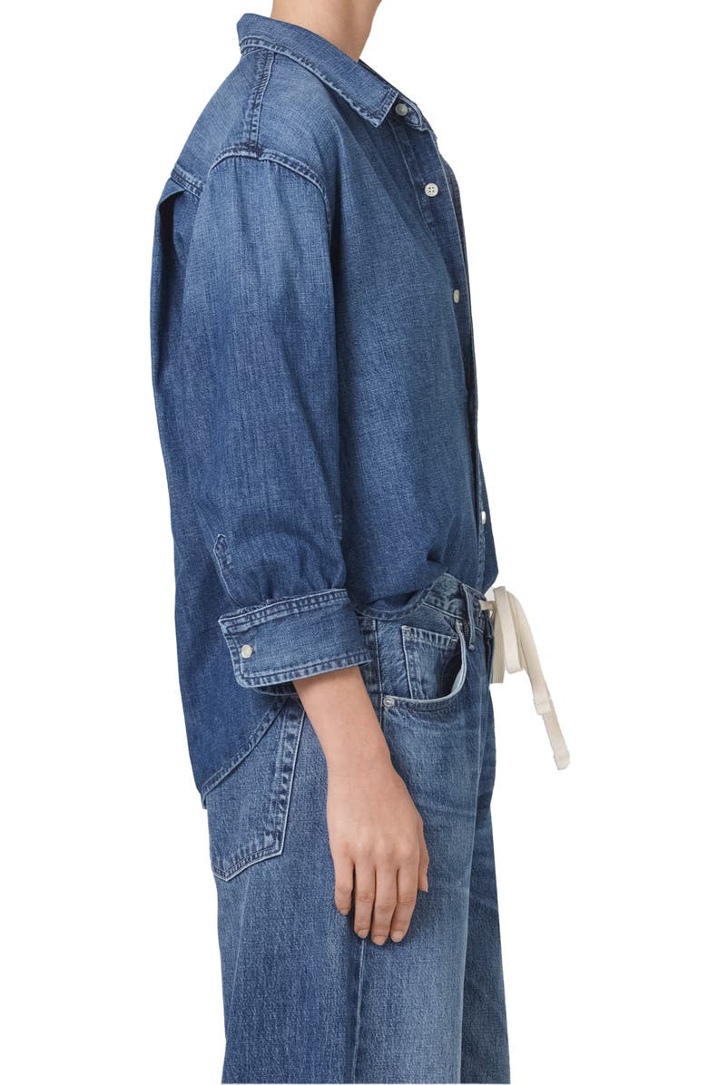 Citizens of Humanity Kayla Shrunken Denim Button-Up Shirt, Alternate, color, Amity