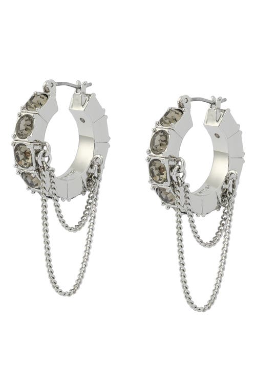 Allsaints Chain Crystal Hoop Earrings In Silver
