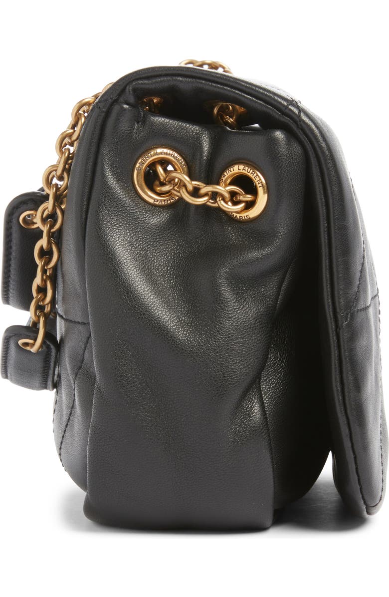 Saint Laurent Mini Jamie 4.3 Patchwork Leather Shoulder Bag, Alternate, color, Noir