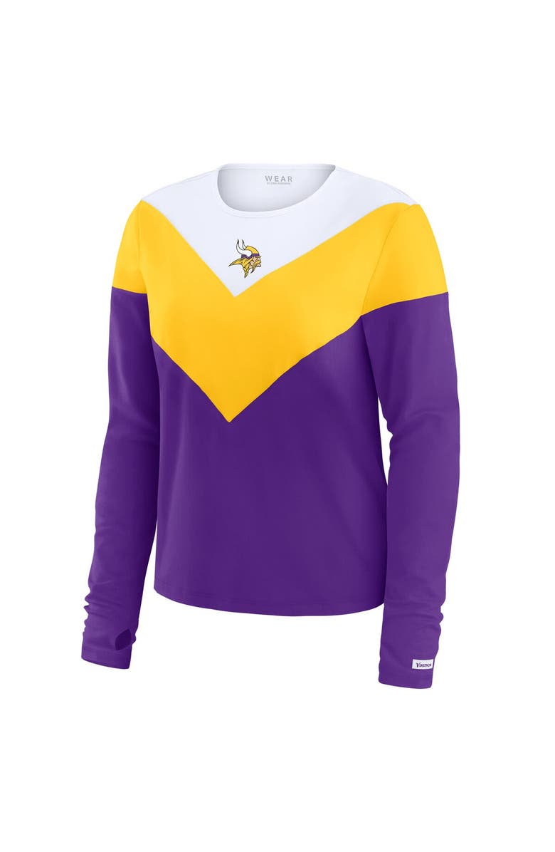 WEAR by Erin Andrews Women's WEAR by Erin Andrews Purple/Gold Minnesota Vikings Chevron Tri-Blend Long Sleeve T-Shirt, Alternate, color, Purple