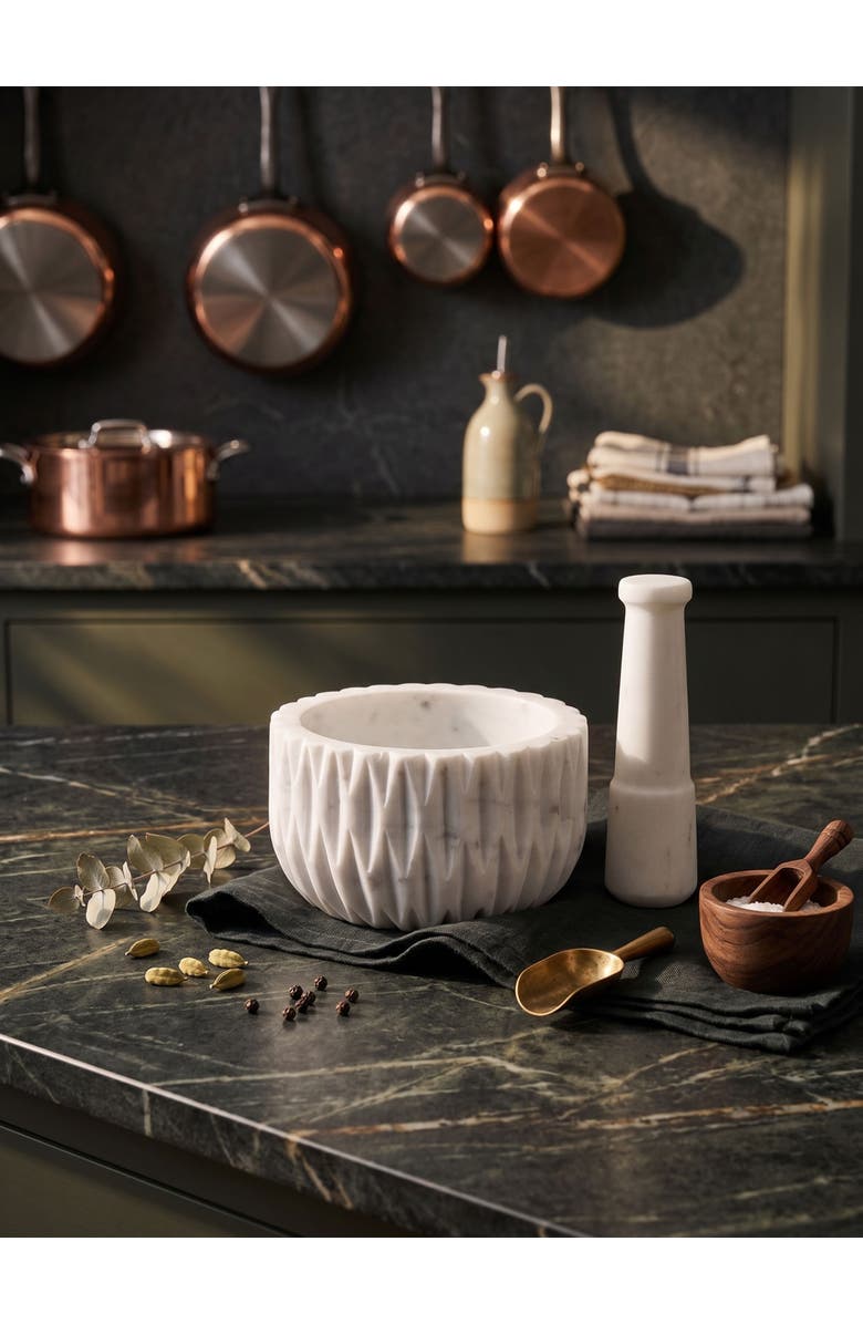 GAURI KOHLI Russell Marble Mortar and Pestle, Alternate, color, Ivory White