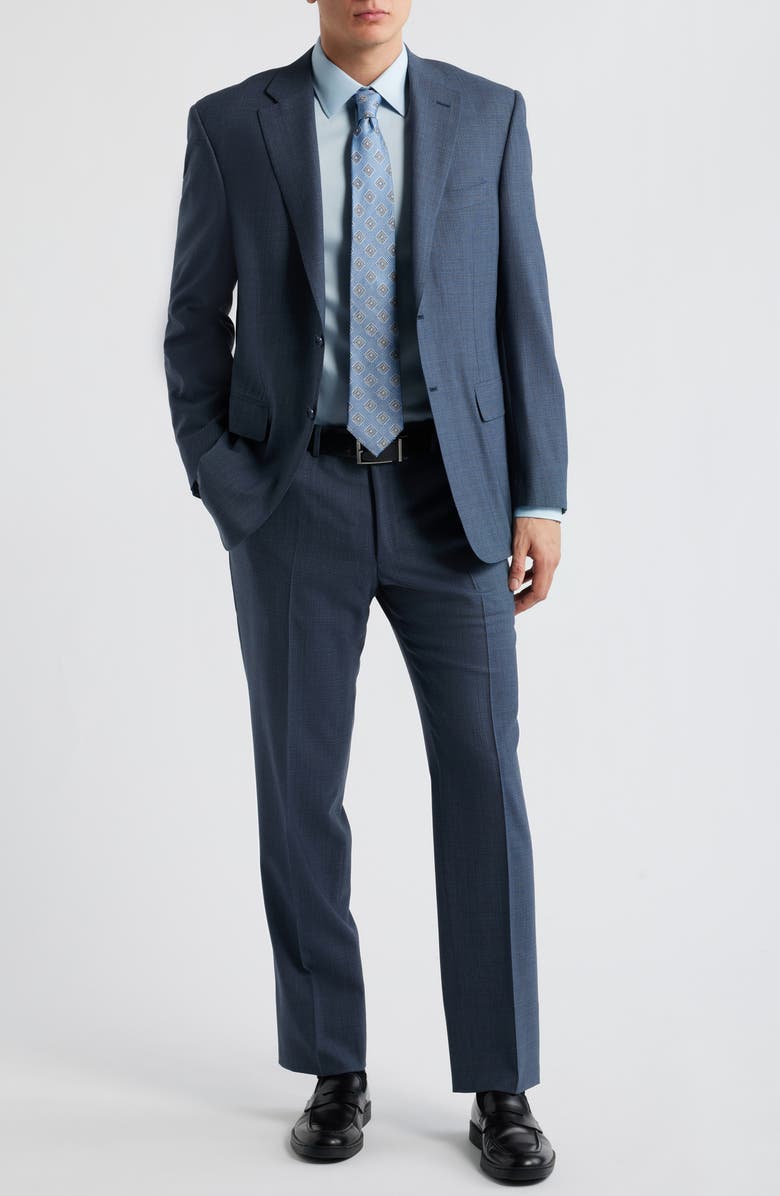 Canali Siena Regular Fit Blue Mélange Wool Suit, Alternate, color, Blue