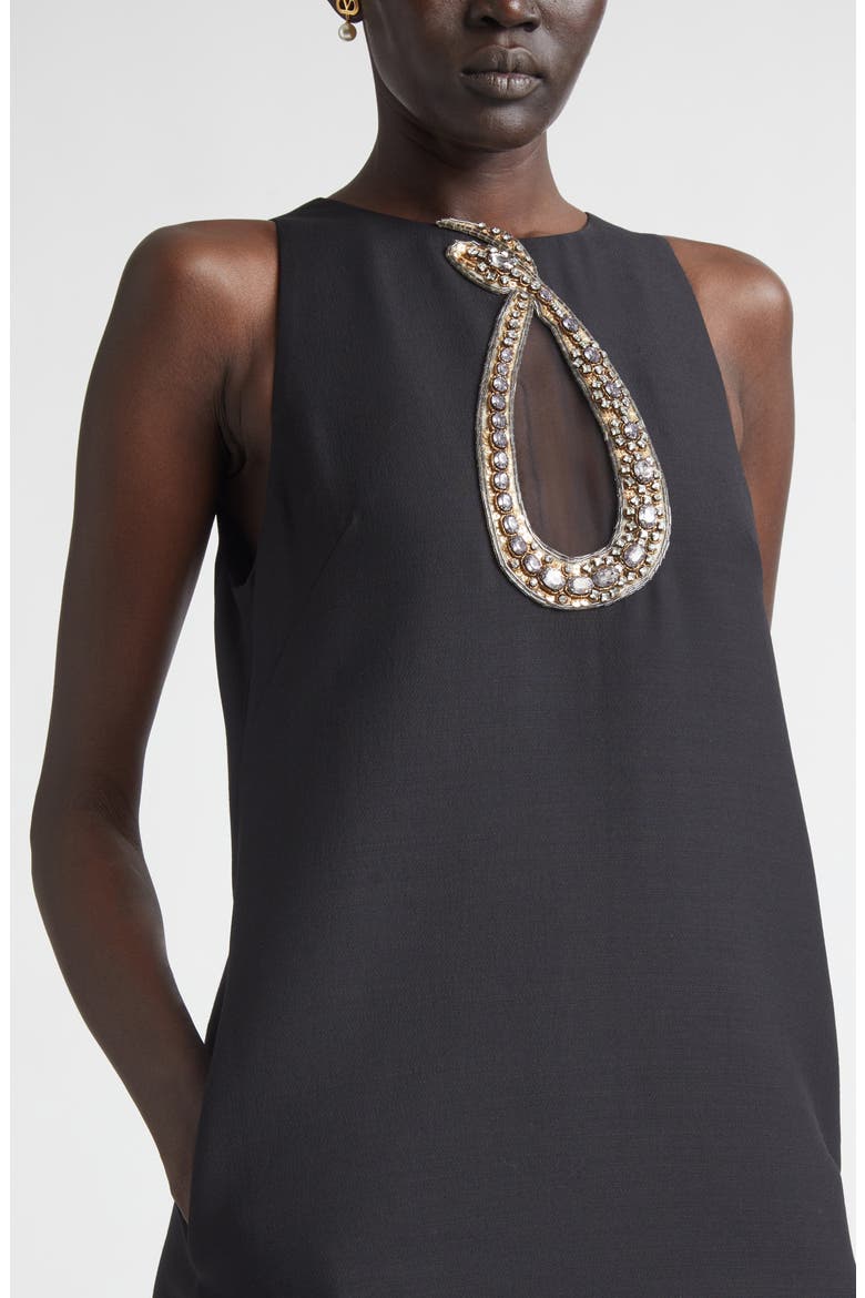 Crystal Embellished Snake Crepe Couture Minidress, Alternate, color, BLACK/ GOLD