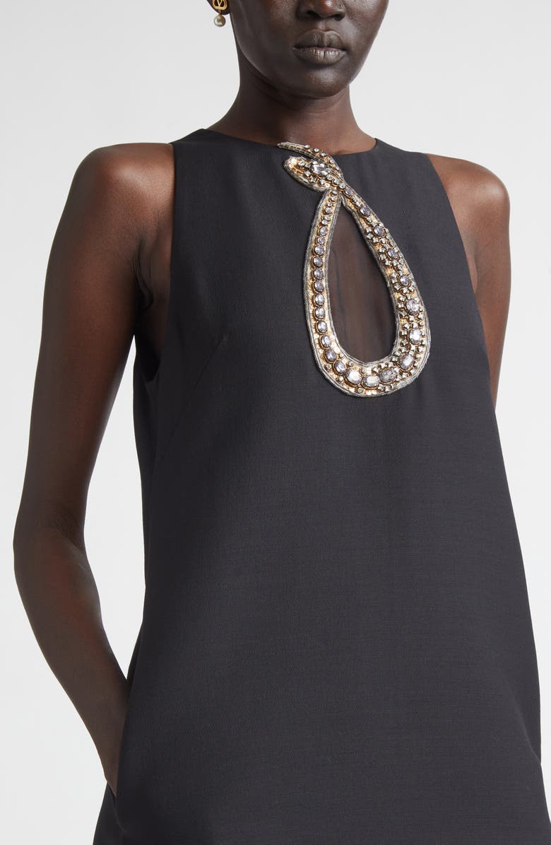 Valentino Crystal Embellished Snake Crepe Couture Minidress, Alternate, color, Black/ Gold