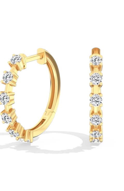 Small Orbit Lab Diamond Hoop in 14K Gold