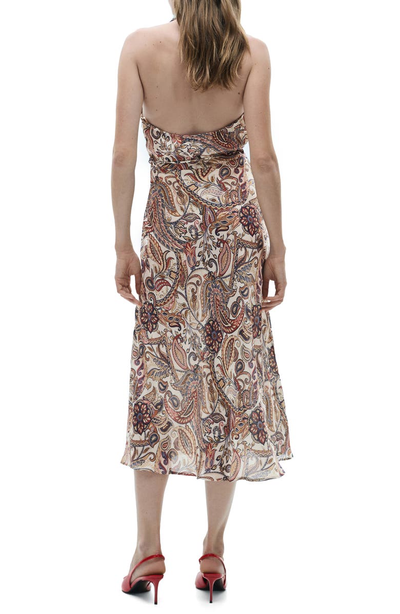 MANGO Paisley Print Halter Dress, Alternate, color, 