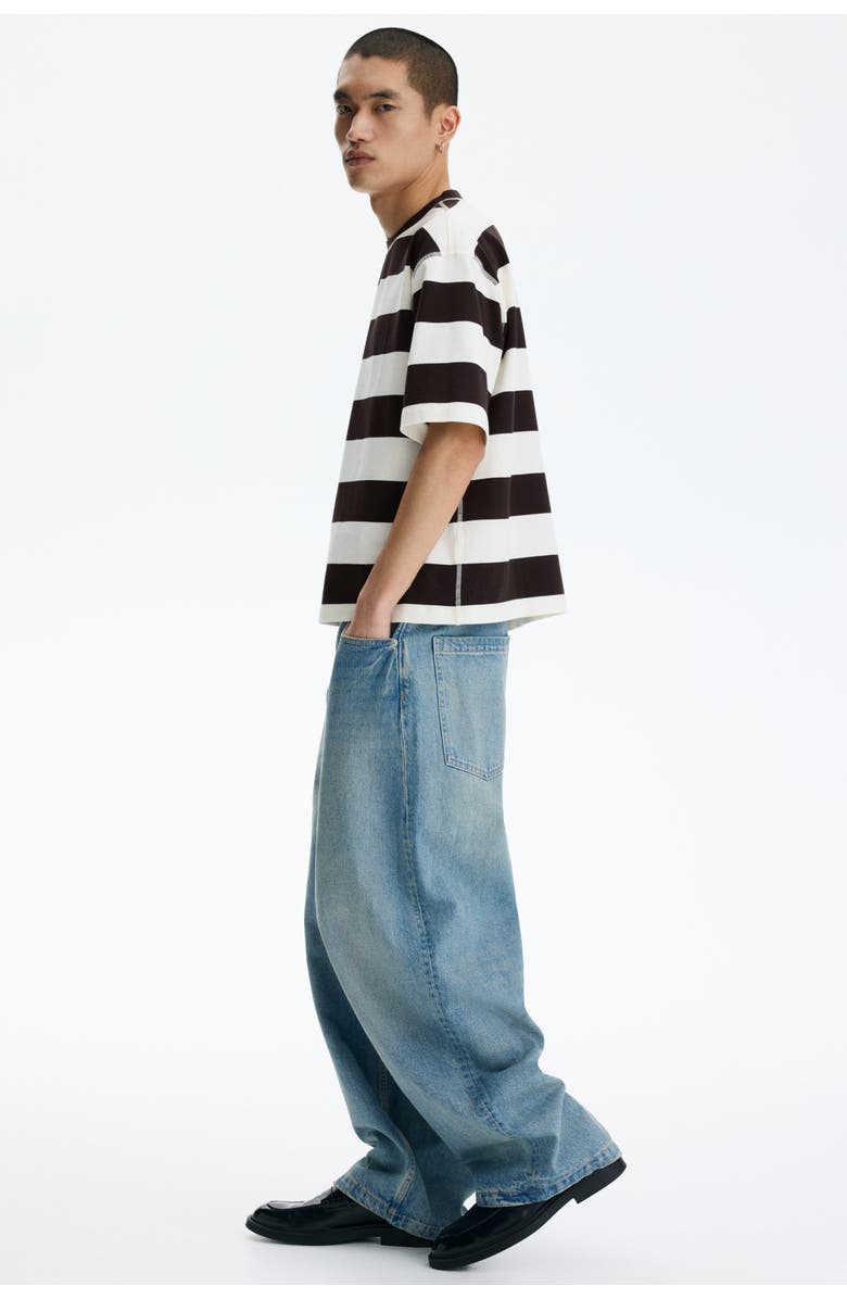 H&M Oversized Fit T-shirt, Alternate, color, Dark Brown/Striped
