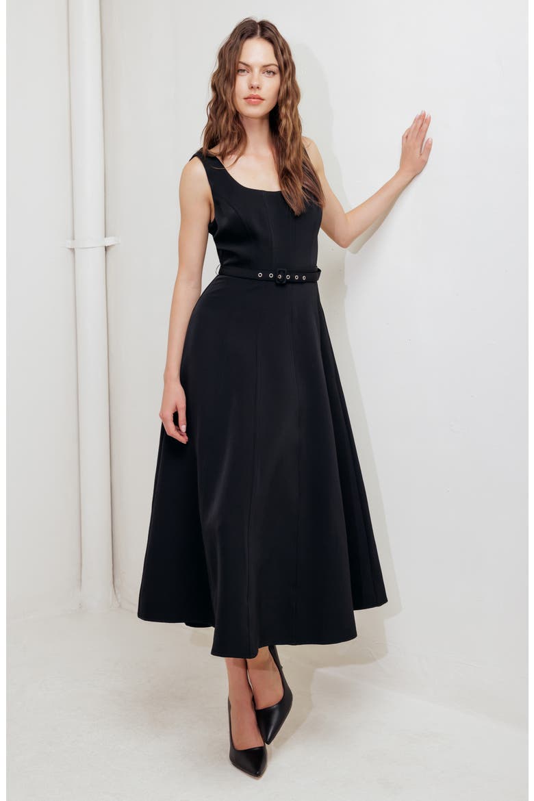 Sleeveless A-Line Dress, Alternate, color, BLACK