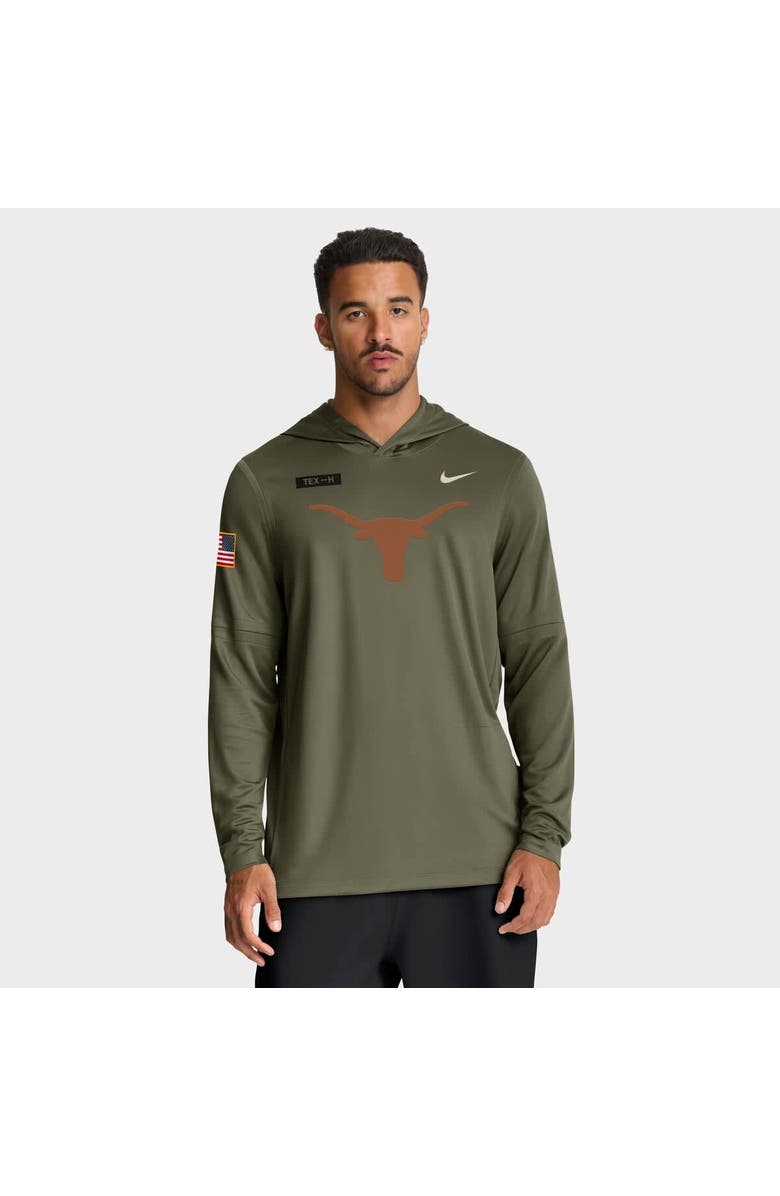 Nike Men's Nike Olive Texas Longhorns 2025 Military Appreciation Dri-FIT Long Sleeve Hoodie T-Shirt, Main, color, Olive