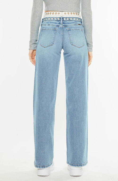 Official Kancan Usa Caitlin High Rise Wide Leg Jeans In Medium Wash