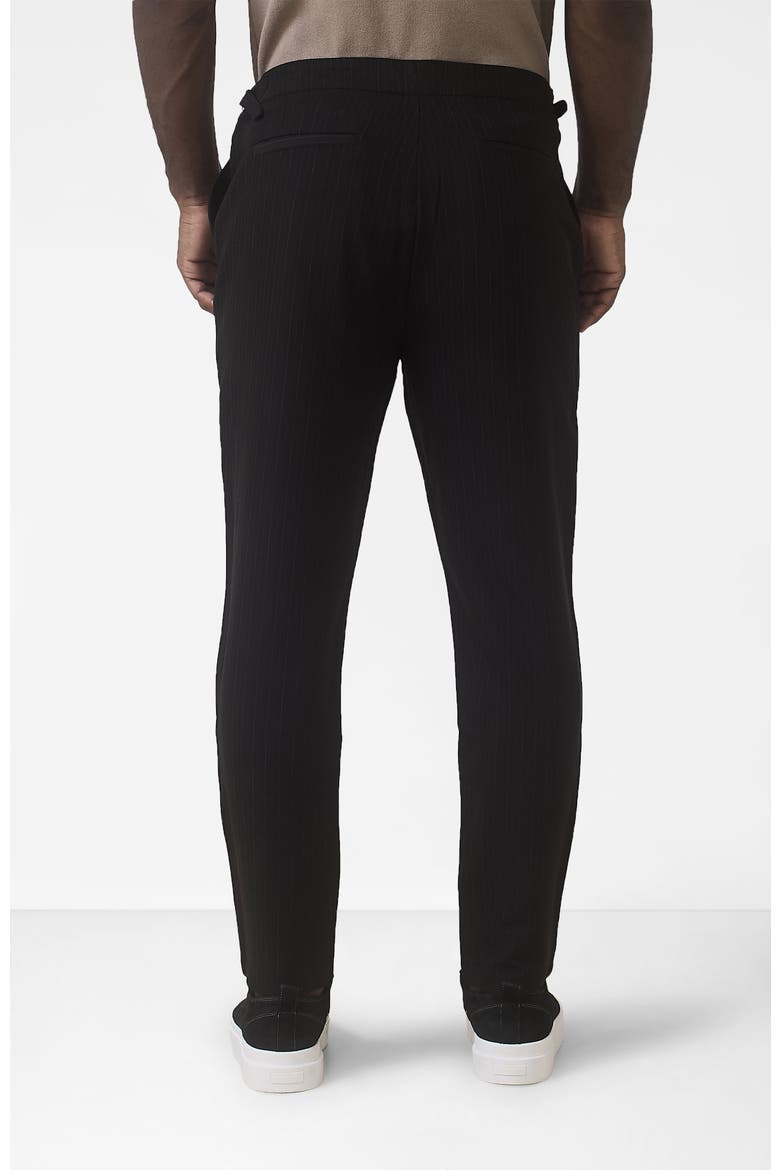 Savile Slim Pinstripe Chino Trousers, Alternate, color, Black