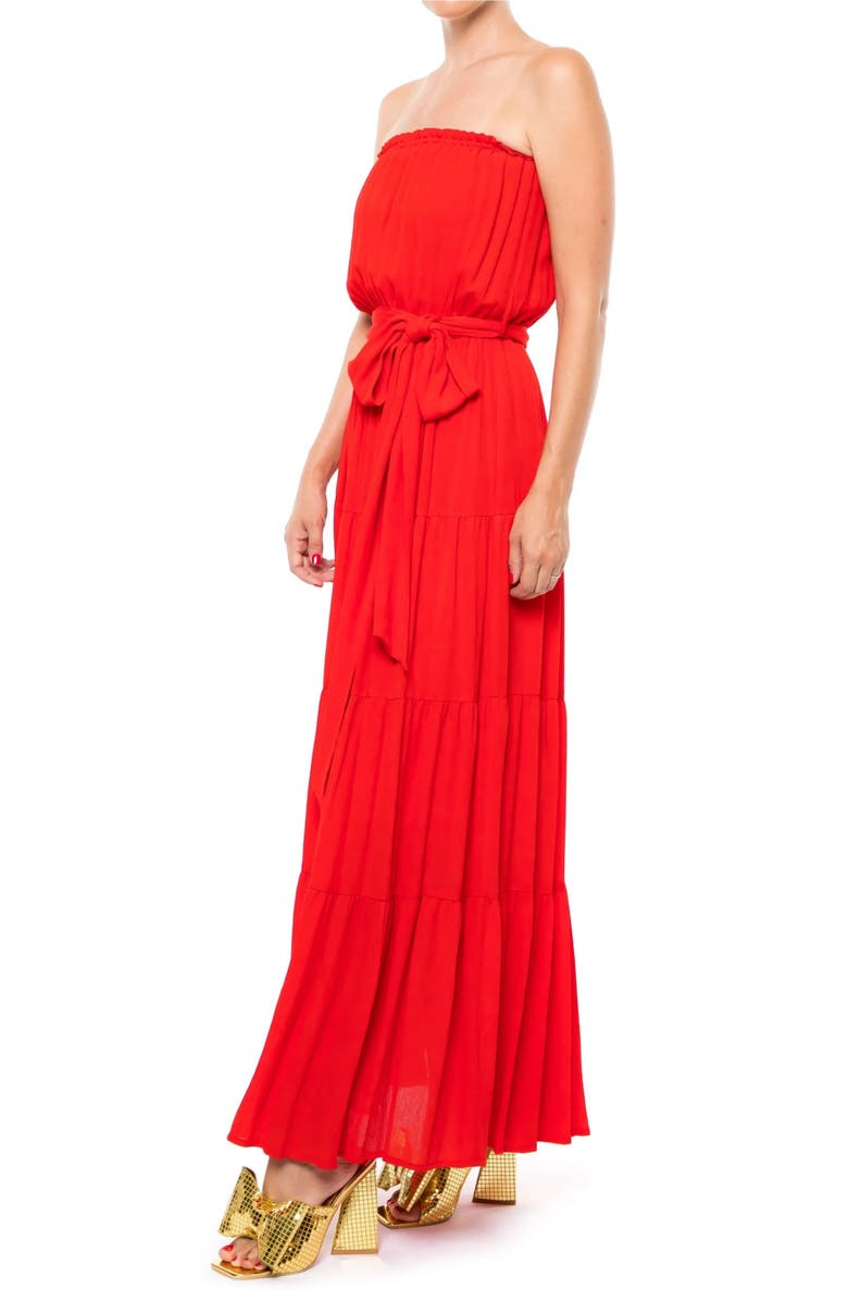 MEGHAN LA Makena Strapless Maxi Dress, Alternate, color, Cherry