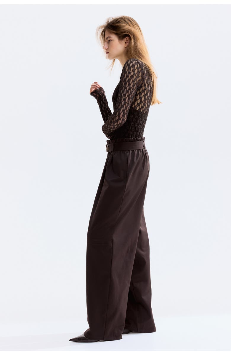 H&M Belted Trousers, Alternate, color, Dark Brown