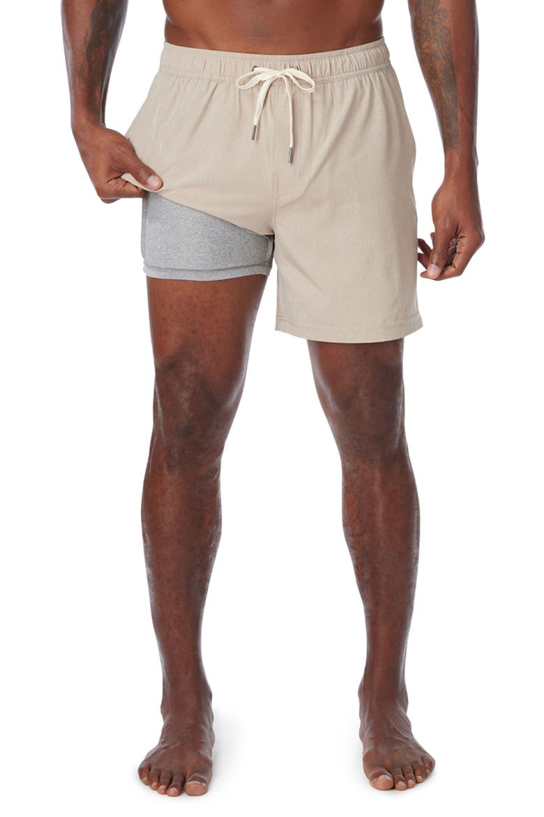 One Water Repellent Hybrid Shorts, Main, color, KHAKI