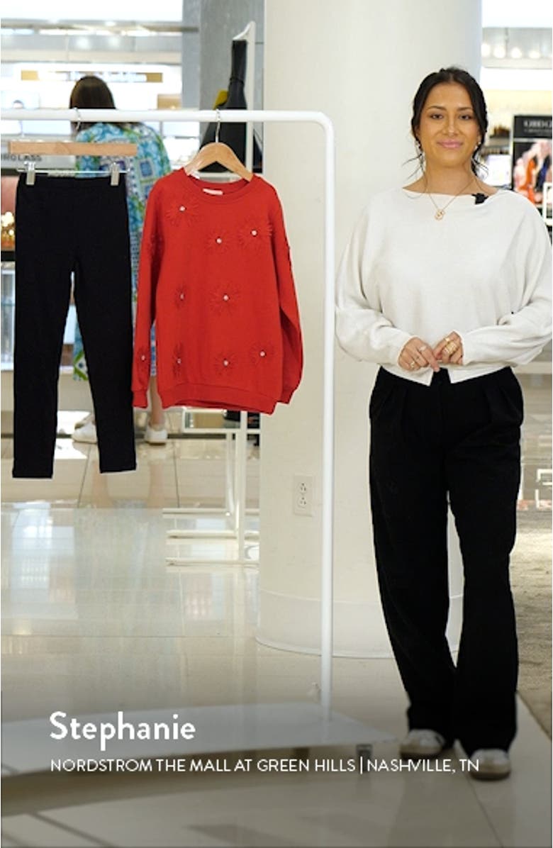 Kids' Lace Appliqué Oversize Sweatshirt & Leggings Set, sales video thumbnail