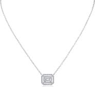 CZ by Kenneth Jay Lane Emerald Cut Cubic Zirconia Double Halo Pendant Necklace