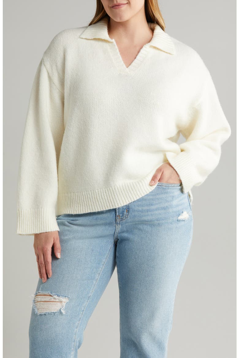 Curve V-Neck Sweater, Main, color, CREAM