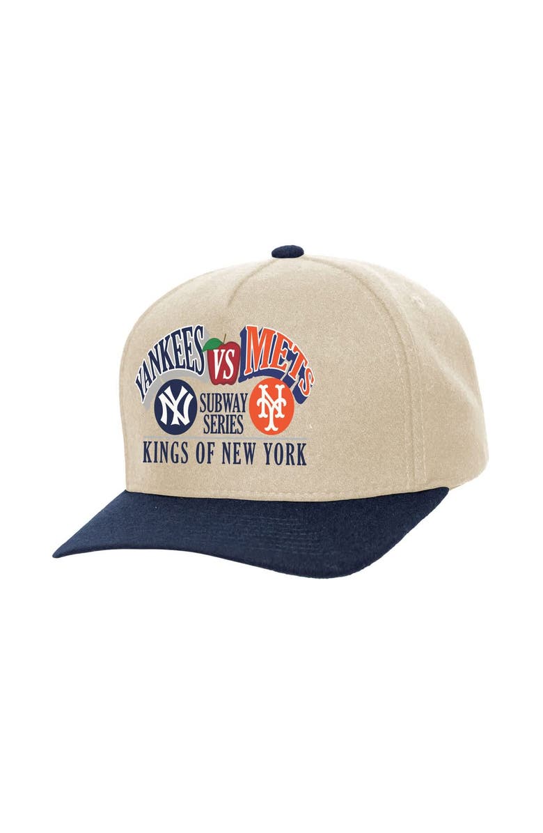 Mitchell & Ness Cream New York Yankees vs. New York Mets Subway Series Matchup Pro Pinch Snapback, Main, color, Cream