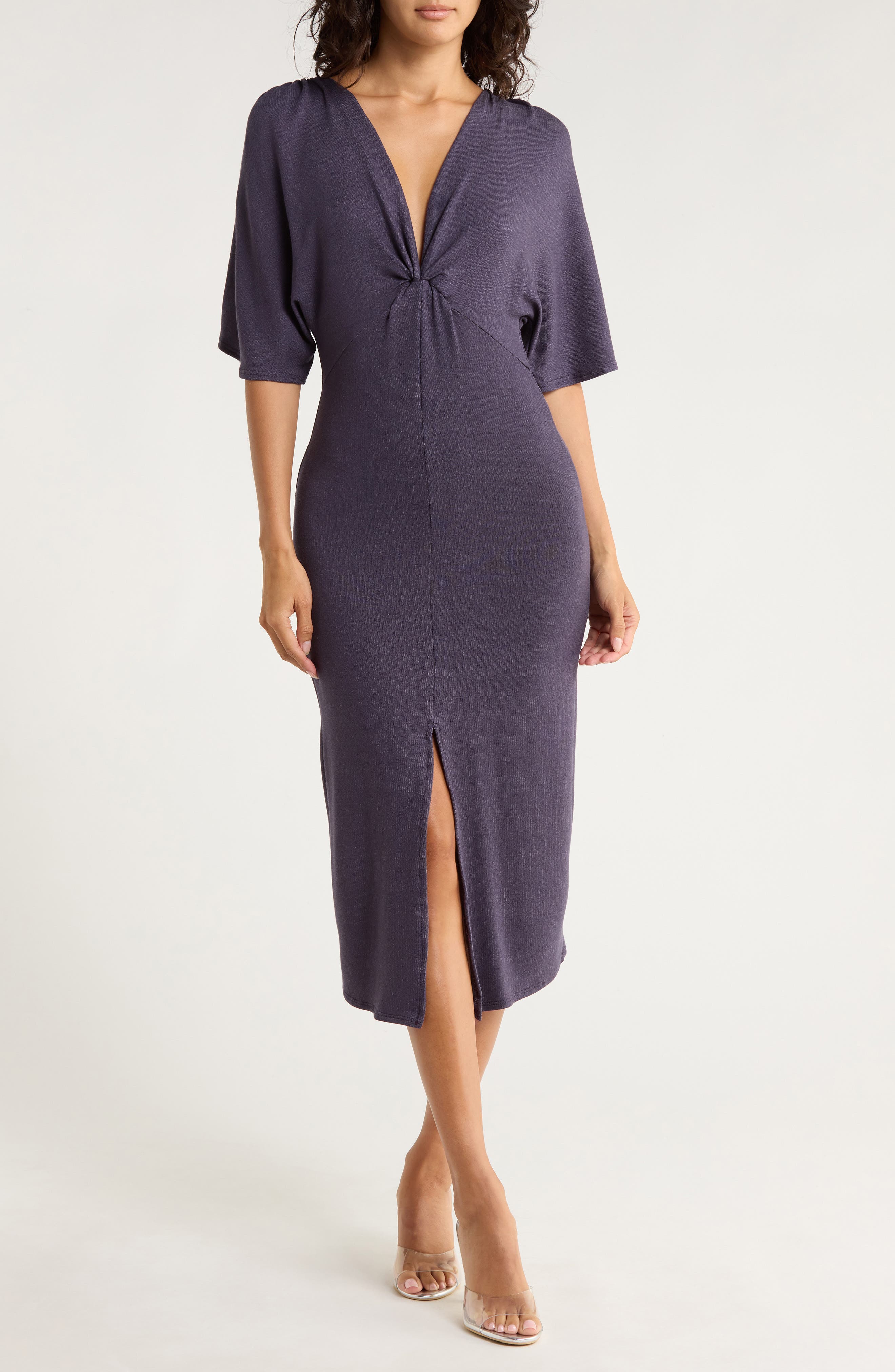 GO COUTURE Flutter Sleeve Midi Dress