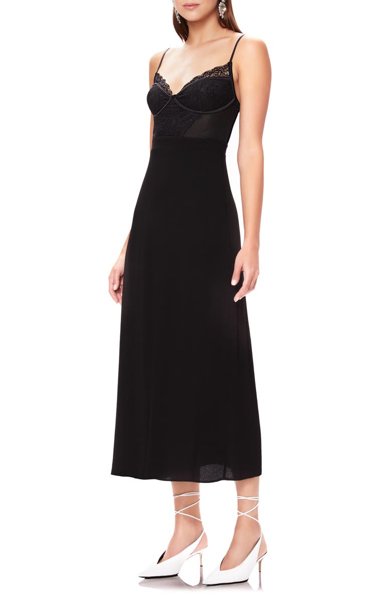 AFRM Bruna Lace Detail Midi Dress, Alternate, color, 