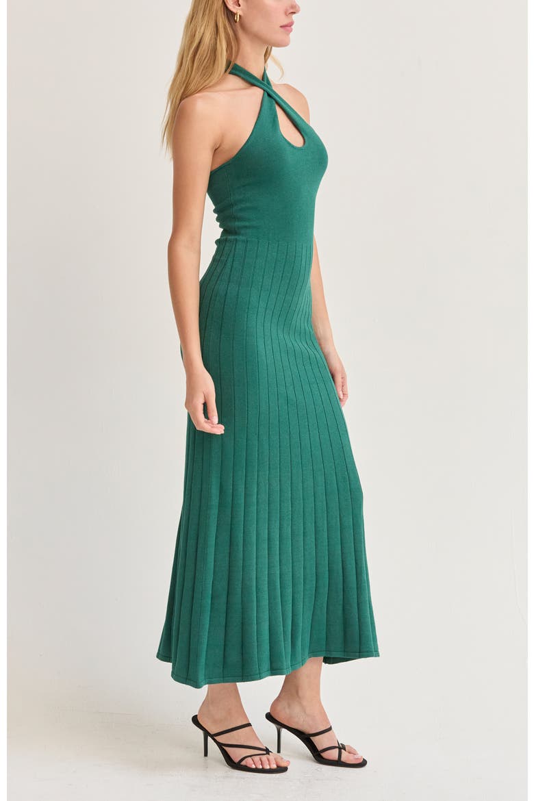 Halter Lurex Knit Midi Dress, Alternate, color, Hunter Green