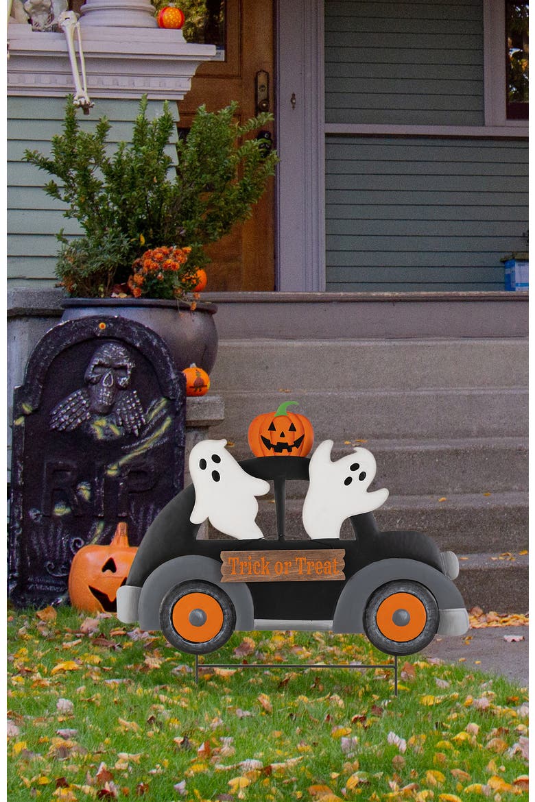 24"H Halloween Metal Ghost Car Yard Stake, Alternate, color, Black