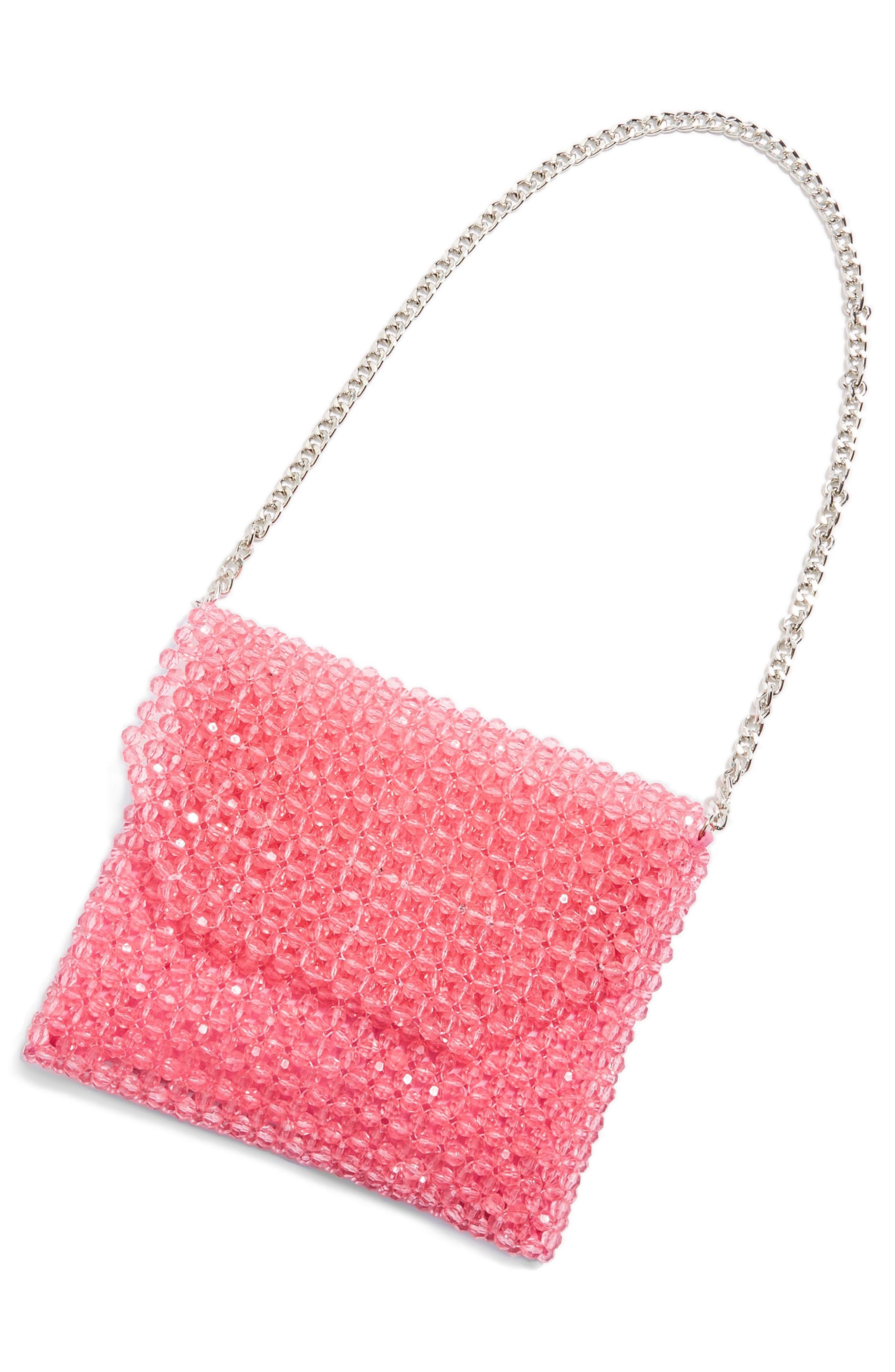 Topshop Zizi Beaded Shoulder Bag, Alternate, color, 