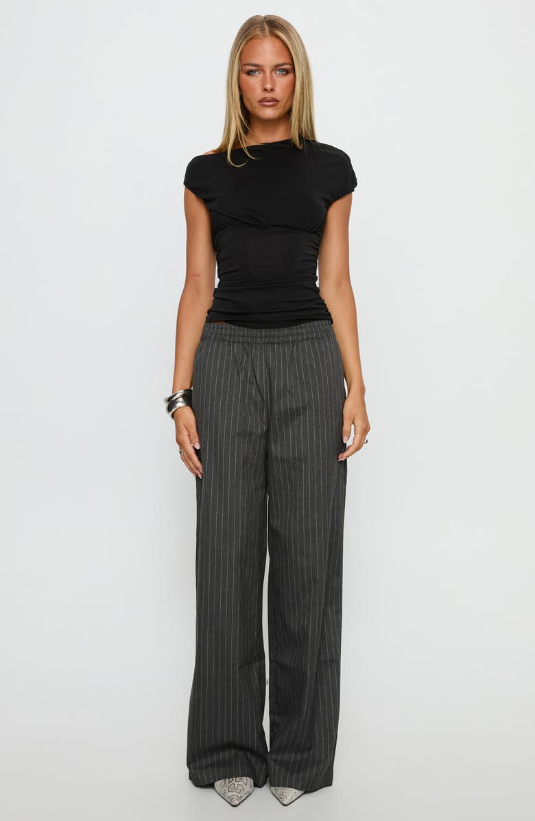Princess Polly Jaysa Pinstripe Baggy Wide Leg Pants, Alternate, color, Grey Pinstripe