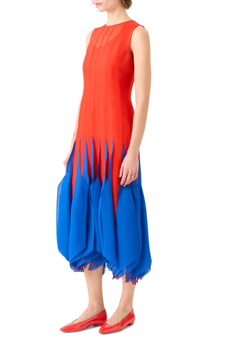 High Plains Colorblock Silk Organza Dress, Alternate, color, VERMILLION-LAPIS BLUE