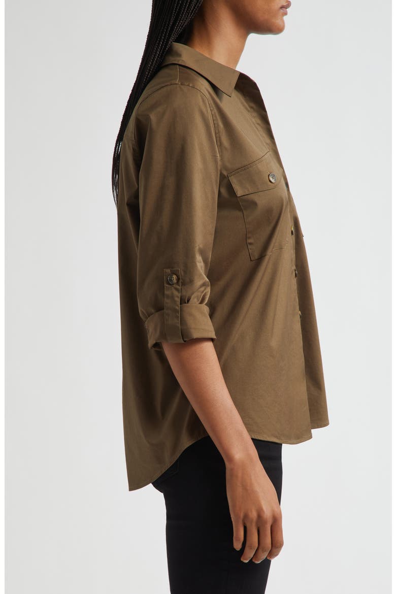 Pearson Woven Military Shirt, Alternate, color, PINE