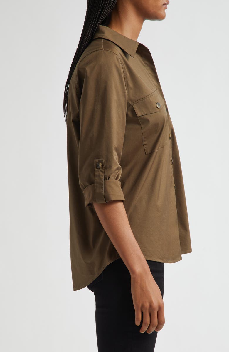 L'AGENCE Pearson Woven Military Shirt, Alternate, color, Pine