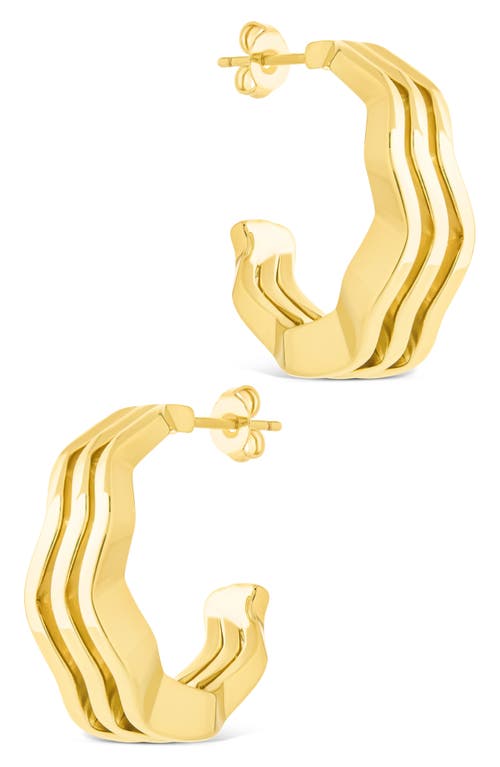 Sterling Forever Caprice Ocean Waves Hoop Earrings In Gold