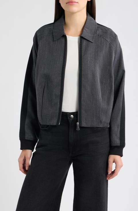 Pinstripe Front Zip Jacket