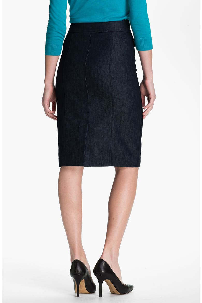 Double Button Front Denim Skirt, Alternate, color, DARK INDIGO