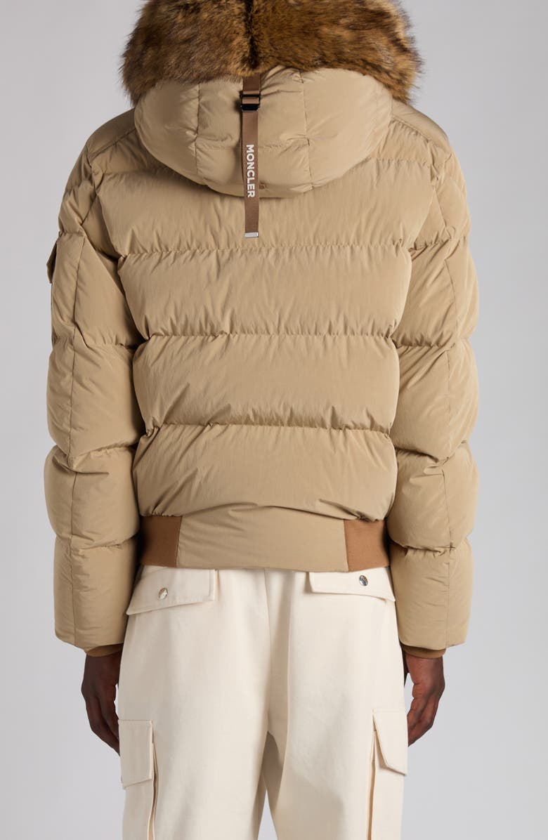 Moncler Luynes Down Jacket with Faux Fur Trim, Alternate, color, Tan