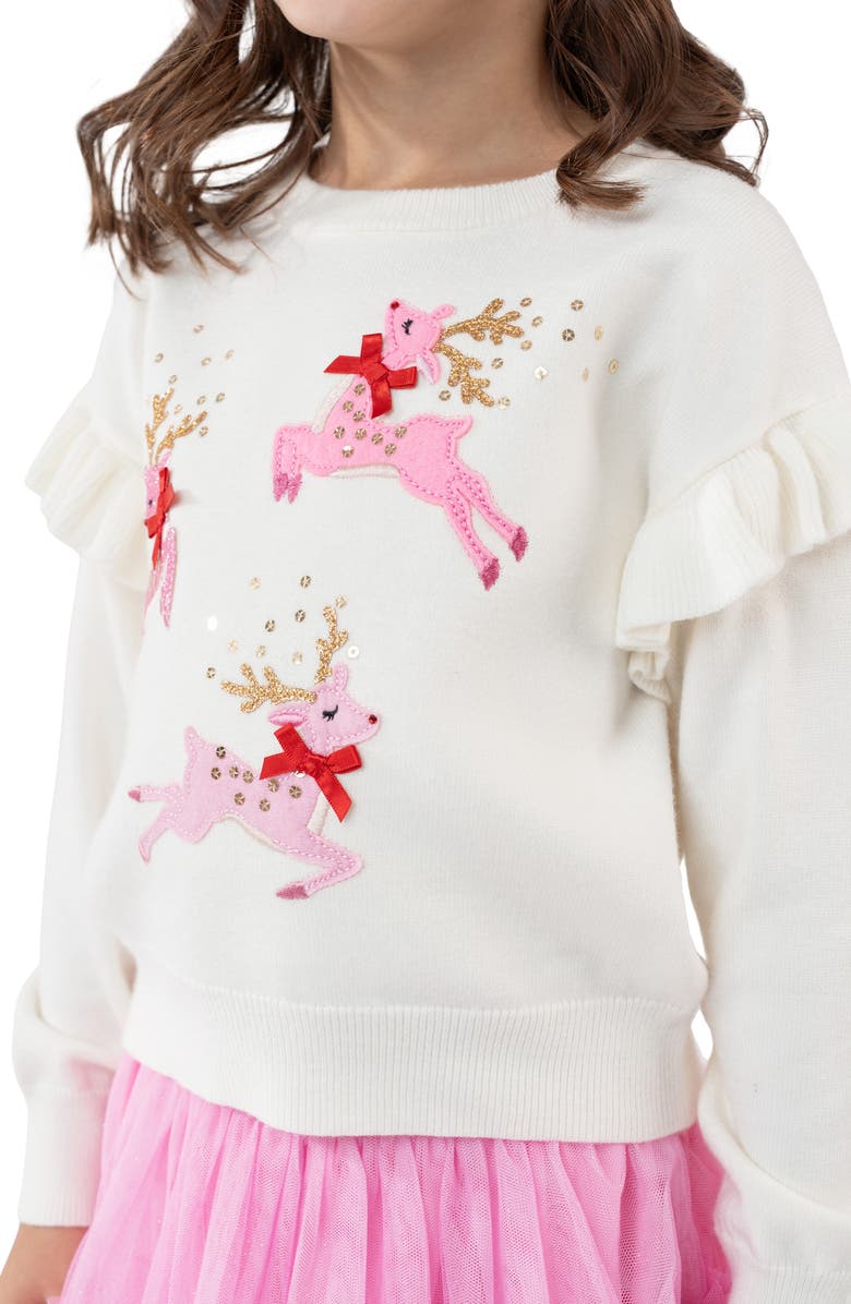 Rare Editions Kids' Appliqué Sweater & Tutu Skirt Set, Alternate, color, Ivory