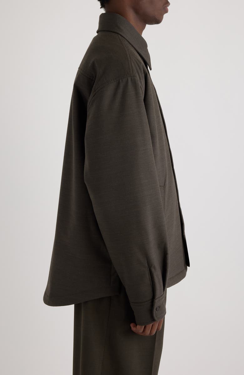Jacquemus La Chemise Boulanger Padded Stretch Virgin Wool Shirt Jacket, Alternate, color, Dark Khaki