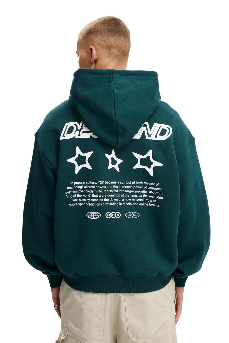Men's Box Fit Graphic Hoodie, Alternate, color, Deep Sea Teal Descend