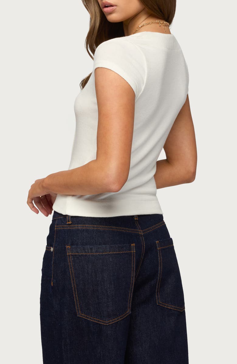 EDIKTED Blaunca Asymmetric Crop Knit Top, Alternate, color, 