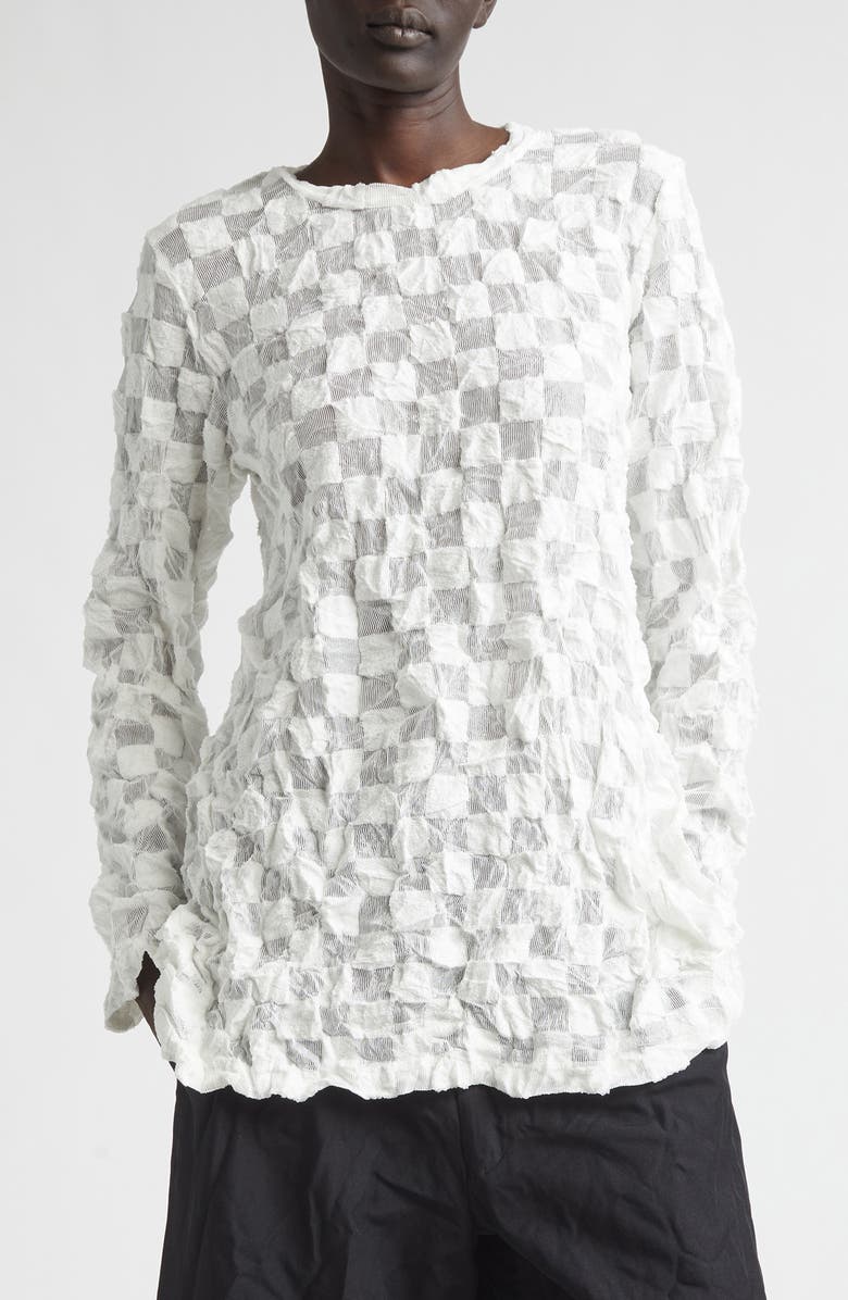 Comme des Garçons Comme des Garçons Raschel Knit Crushed Ruffle Top, Main, color, White