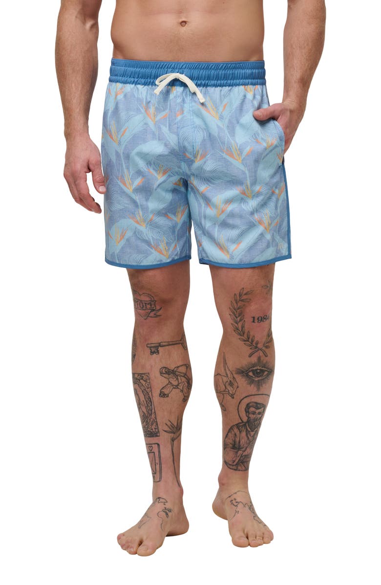 TravisMathew Lava Tunnels Swim Trunks, Main, color, Heather Quiet Harbor