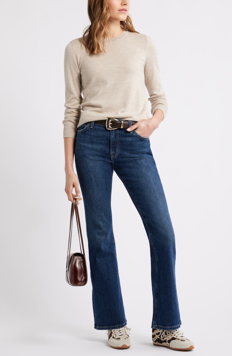 Caslon<sup>®</sup> Merino Wool Blend Crewneck Sweater, Alternate, color, Tan Doeskin Heather